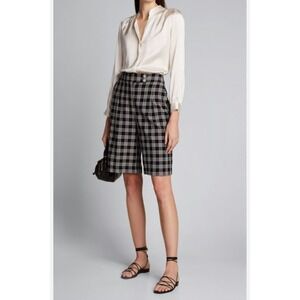 Veronica Beard‎ Saira Plaid Shorts Size 4 Black White Career Casual Chic